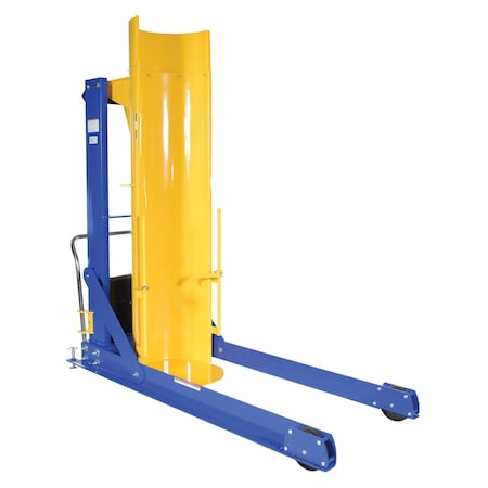 Vestil Steel Portable Hydraulic Drum Dumper, 60" Dump Height, 1000 lb Capacity, Blue/Yellow HDD-60-10-P